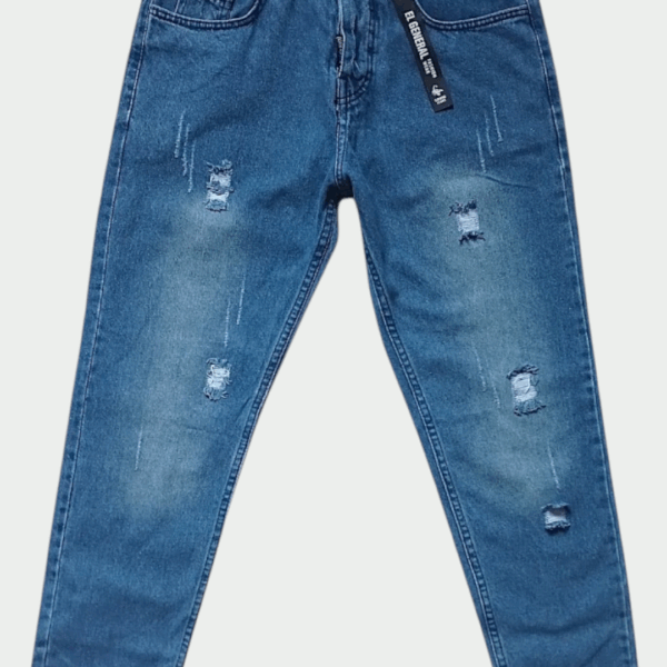 Distressed Straight-Leg Jeans