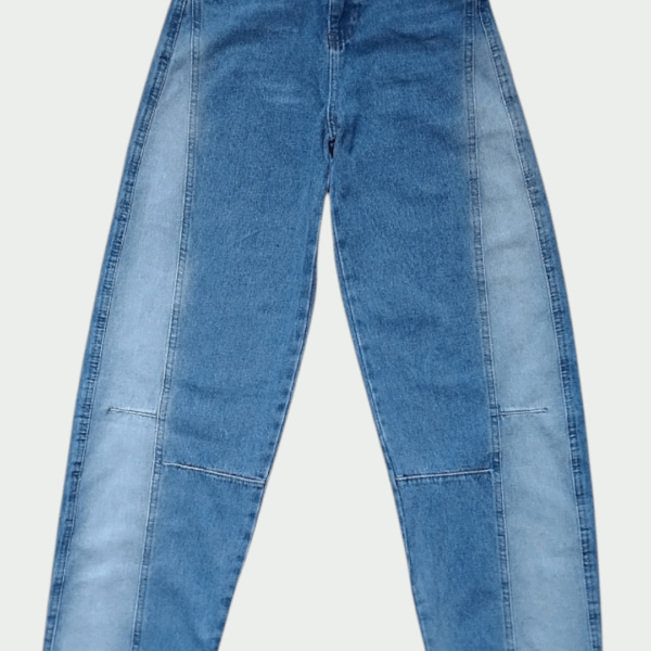 Two-Tone Barrel-Cut Jeans