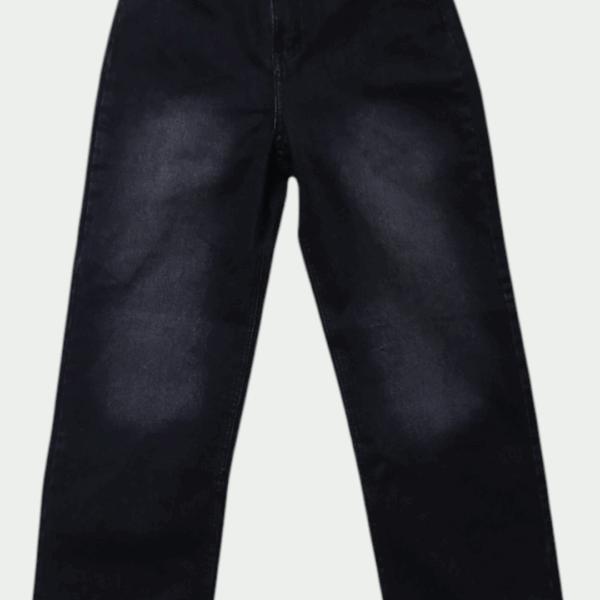 Black Washed Wide-Leg Jeans