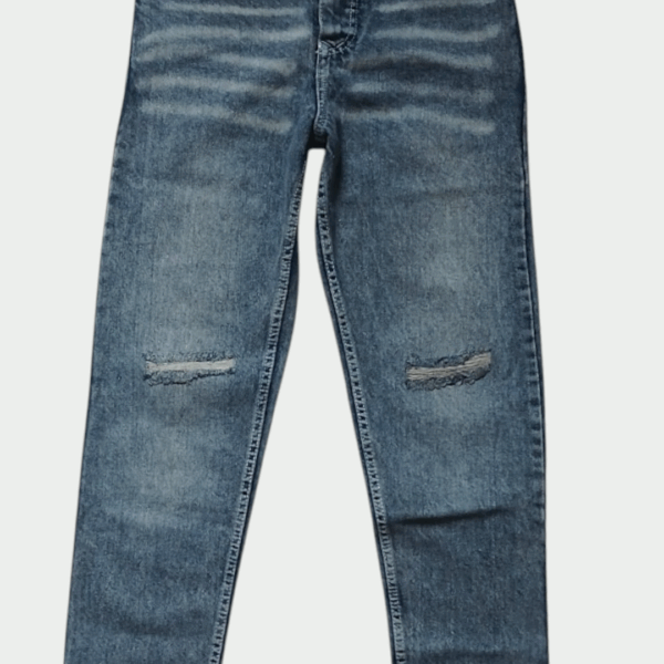 Limestone Wash Slim-Fit Ripped Jeans