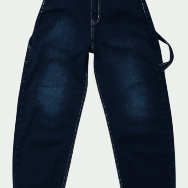 Dark Blue Barrel-Cut Carpenter Jeans