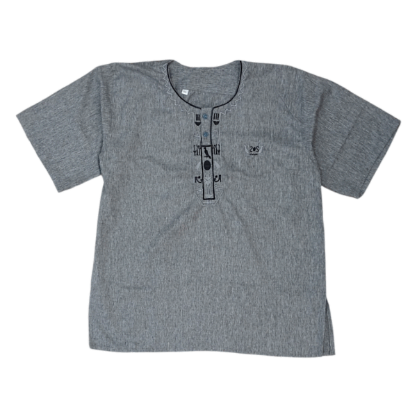 Short Sleeve Thobe-Style Embroidered Shirt
