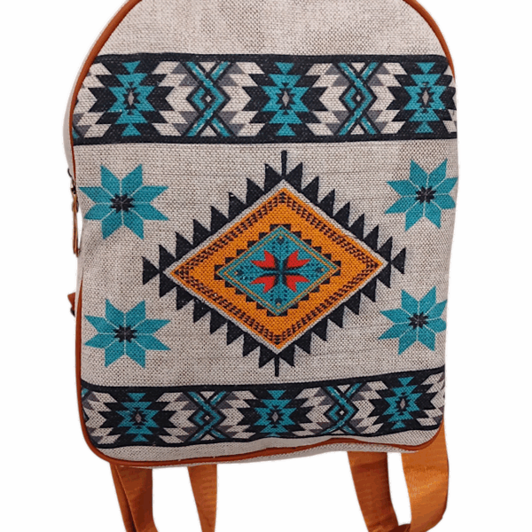 Ethnic Printed Canvas Backpack
