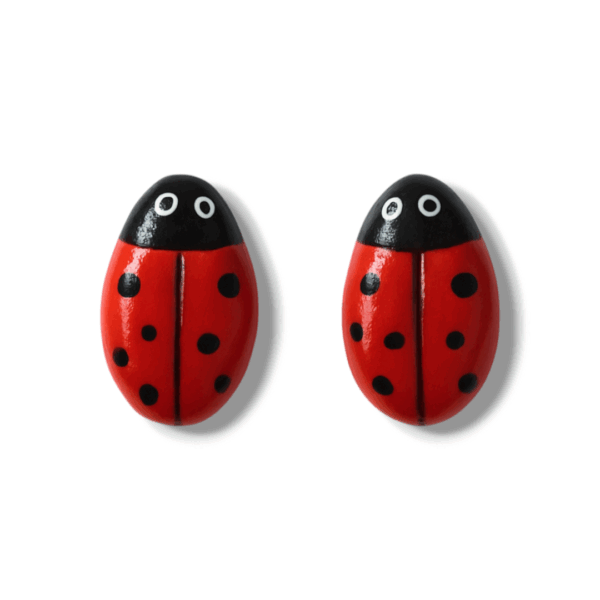 Ladybug & Coffee Bean Stud Earrings - Handmade Clay Earrings Collection