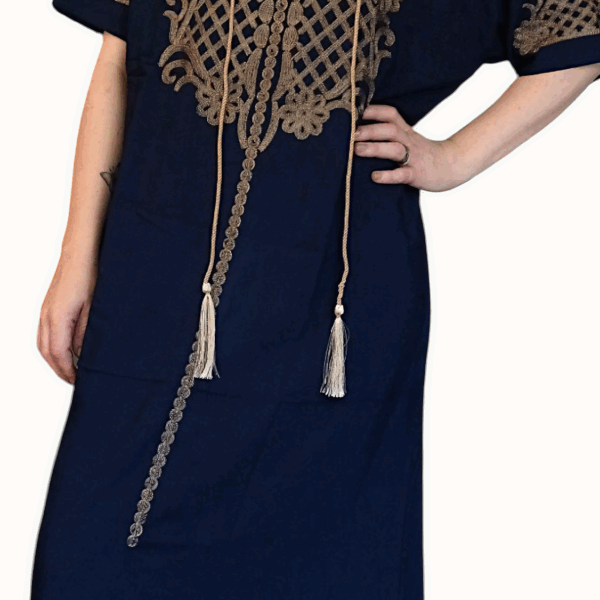Embroidered Short-Sleeve Cotton Kaftan Dress – Traditional  Threadwork