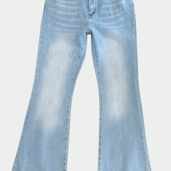 Light Washed Boot-Cut Denim Jeans - Sky blue